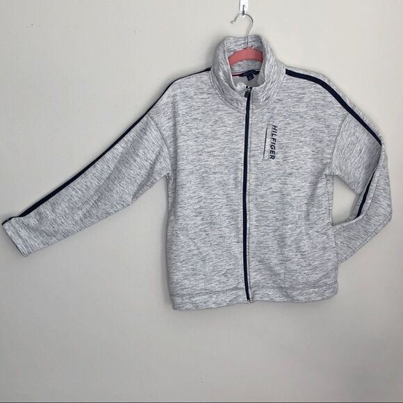 2/$30 TOMMY HILFIGER LIGHT GRAY Zip Up Knit Jacket - Picture 2 of 7